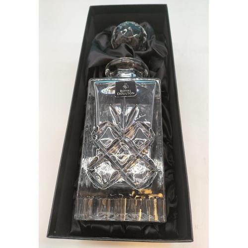 483 - Boxed Royal Doulton Square Lead Crystal Decanter.