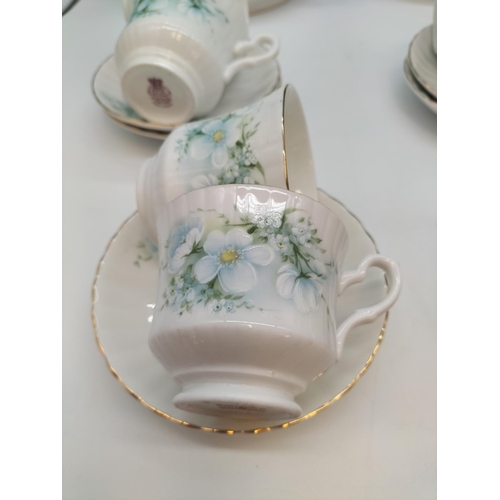 484 - Royal Stafford China Teapot, Cups and Saucers (12) plus Tureens (2) with a White Floral Pattern.