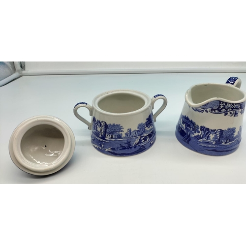 496 - Spode Blue Italian Jug and Sugar Bowl.