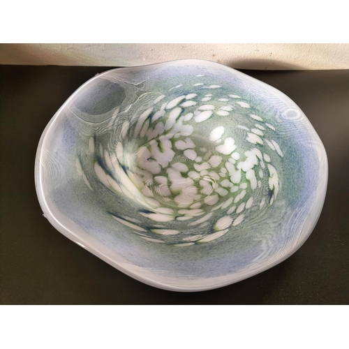 501 - Ourglass Studio Glass Large 32cm Diameter Bowl. Signed and Dated 2000.