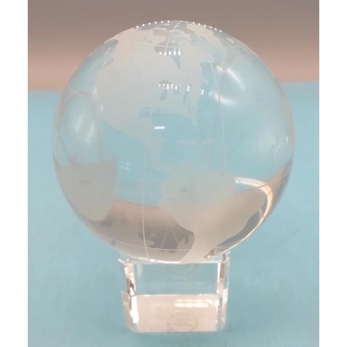 541 - Glass Globe on Cube (12cm Tall) plus Glass Train.