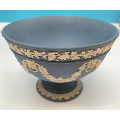 57 - Boxed Wedgwood Jasper 'Vine' Bowl with Lions Head and Garlands Decoration. 12cm Tall, 17.5cm Diamete... 