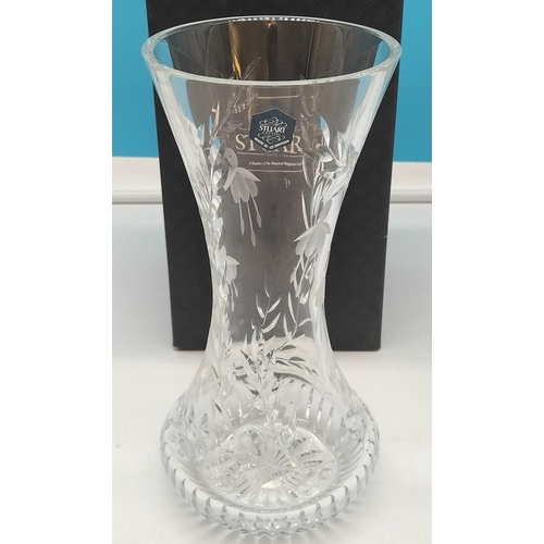 62 - Boxed Stuart Crystal 25cm 'Fuchia' Vase.