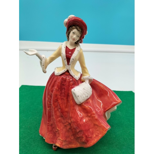 8 - Royal Doulton 21cm Lady Figure 'Christmas Day 1999' HN 4214. Seconds Quality.