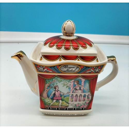 85 - Sadler 'Romeo and Juliet' Teapot. 19cm x 17cm.