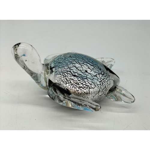 95 - Murano Glass Turtle. 6cm High, 12cm x 11cm.