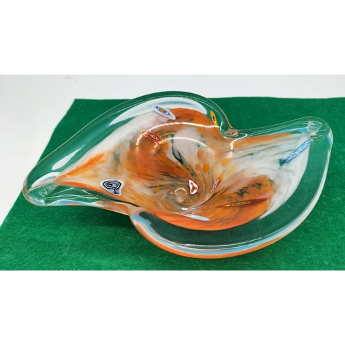 97 - Millefiori Style Glass Dish. 6cm High, 24cm x 18cm.