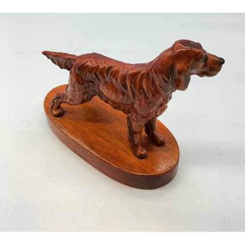 103 - Royal Doulton Figure of an Irish Setter on Plinth,. 17cm High x 21cm.