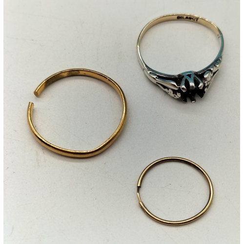 10A - 22ct Gold Ring for Scrap/Repair (1.8 Grams) plus 9ct Gold & Silver Ring Missing Stone & 9ct Earring ... 