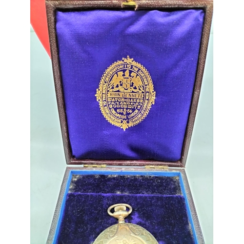 112 - Gold Plate Pocket Watch by NY Standard Watch Company. In Original Box, Retailer John Bennett, Cheaps... 