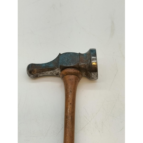 12 - Chasing Hammer with Fruit Wood Handle. 24cm Long.