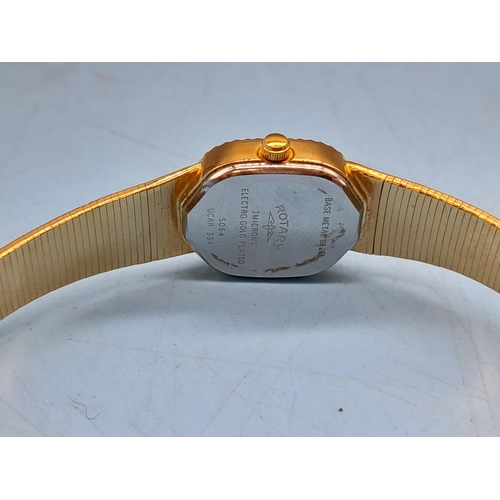 128 - Boxed Vintage Rotary Ladies Gold Plated Watch.