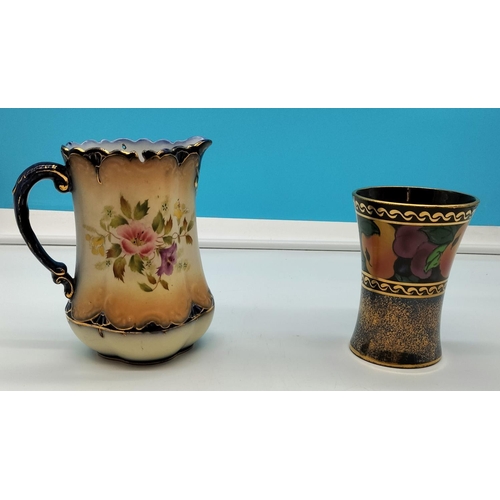 132 - W & R Carlton Ware 17cm Jug plus Royal Stanley Jacobean Ware Vase.