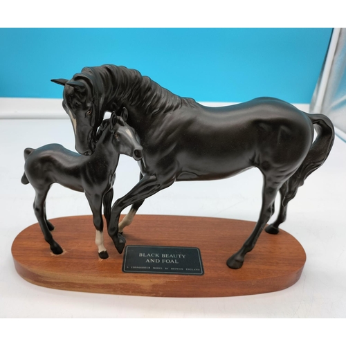 136 - Beswick Connoisseur Collection Figure of Black Beauty and Foal. 20cm x 30cm.