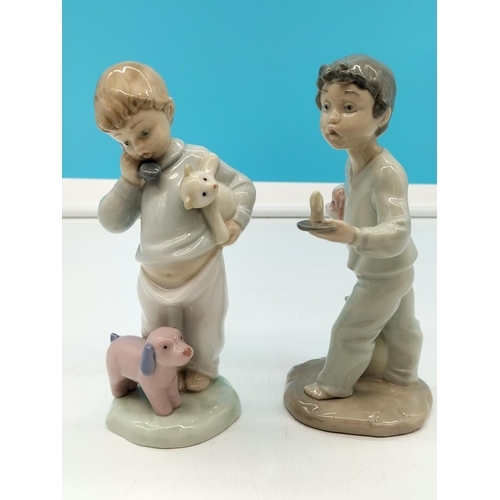 142 - Nao 18cm  Figures (2) - Boy with Dog & Boy with Bear.