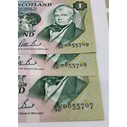 160E - 5 x Bank of Scotland £1 Notes 1970-1988. Run of 3 and Run of 2.