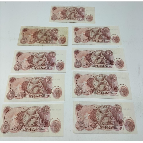 160F - 9 x Bank of England Ten Shilling Notes.