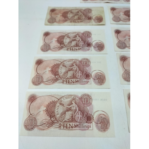 160F - 9 x Bank of England Ten Shilling Notes.