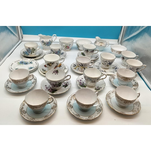 161 - Box of Mixed Bone China Cups, Saucers, Sugar and Cream.