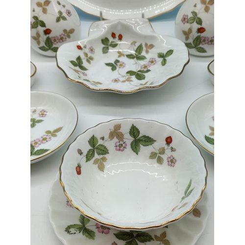 163 - Wedgwood China 'Wild Strawberry' Pieces (12) to include Vases, Dishes, Tray, etc.