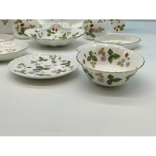 163 - Wedgwood China 'Wild Strawberry' Pieces (12) to include Vases, Dishes, Tray, etc.