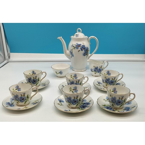 17 - Adderley Fine Bone China 15 Piece Coffee Set in a 'Cornflower' Pattern.