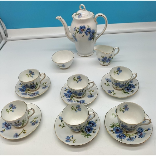 17 - Adderley Fine Bone China 15 Piece Coffee Set in a 'Cornflower' Pattern.