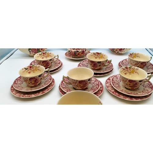 180 - Royal Doulton 24 Piece Tea Set in the 'Pomeroy' Pattern to include Trios (6), Cake Plate, Teapot, Mi... 