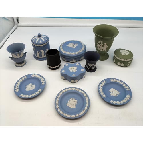 190 - Collection of Wedgwood Jasper Pieces (11) in Various Colours.