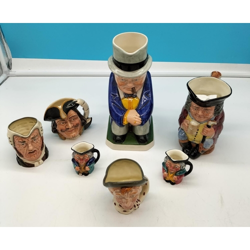 193 - Collection of Toby and Character Jugs to include Clarice Cliff Newport Pottery Toby Jugs (2) A/F, Ro... 