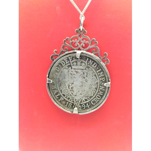 201 - Silver Victorian Crown in Silver Mount with Silver Chain.