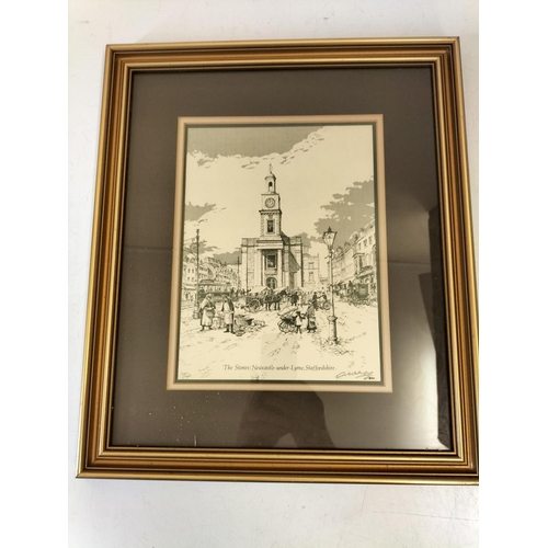 Framed and Glazed Print of 'The Stones, Newcastle Under Lyme'. 46cm x 39cm.