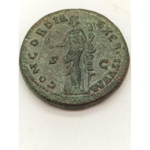 41 - Good Example of a Bronze Roman Coin Antoninus Pius Dupondius.