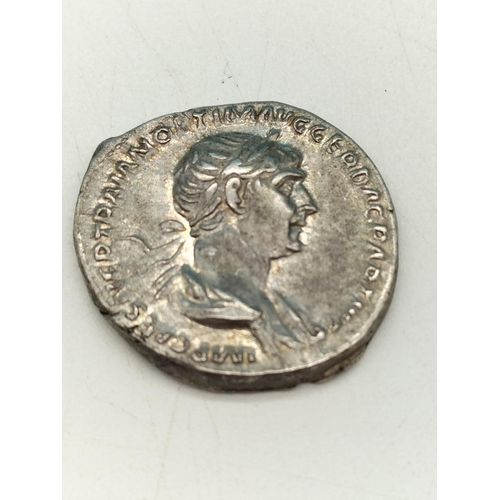 44 - Good Example of a Silver Denarius Trajan 98-117 AD. 3.5 Grams.