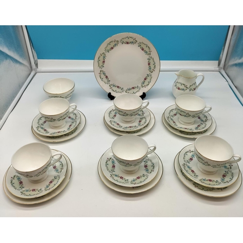 46 - Wedgwood Bone China 21 Piece Part Tea Set in the 'Linden' Pattern.