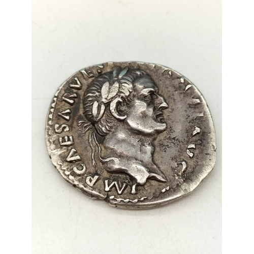 47 - Vespasian AD 69-79 Silver Denarius Judaea Capta. 3.4 Grams.