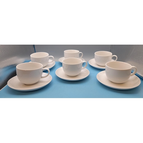 529 - Large White Coffee Cups and Saucers (6).