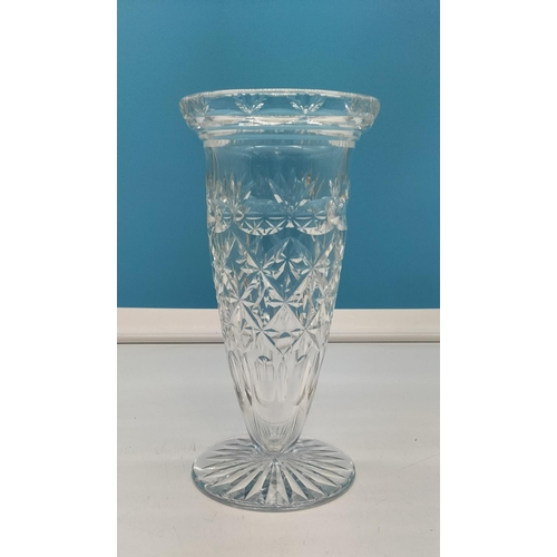 65 - Webb Corbett 25cm Cut Glass Vase. Stamped to Base.