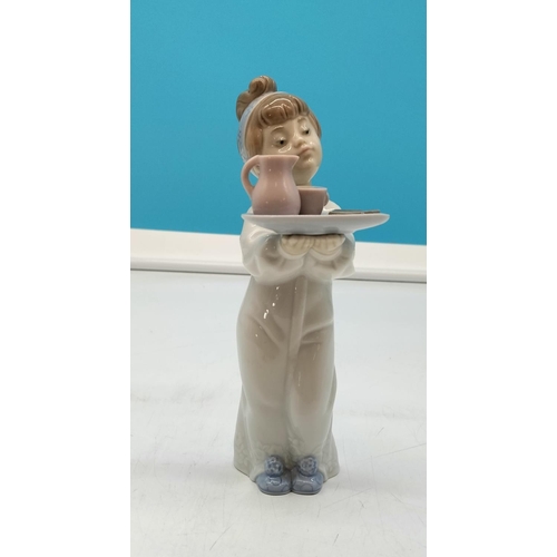 69 - Nao 16cm Figure of a Girl Holding a Breakfast Tray.