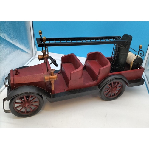 7 - Large Wooden Model of a Fire Engine. 35cm High, 72cm x 24cm.