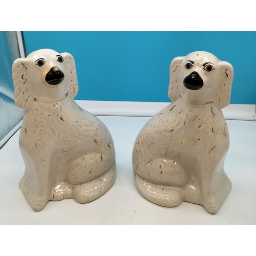 700 - Pair of Staffordshire Flatback Dogs. 33cm High, One with Hairline Crack.