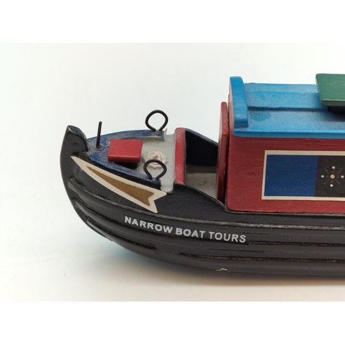 100A - Wooden Model of a Canal Boat. 25cm x 6cm