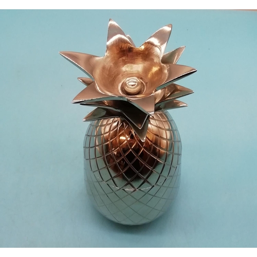 237 - Brass/Chrome Pineapple Ice Bucket. 21cm Tall.