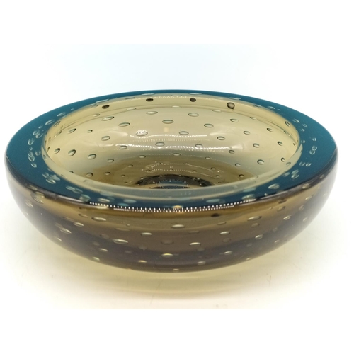 25 - Whitefriars Bubble Effect Glass Dish. 15cm Diameter.