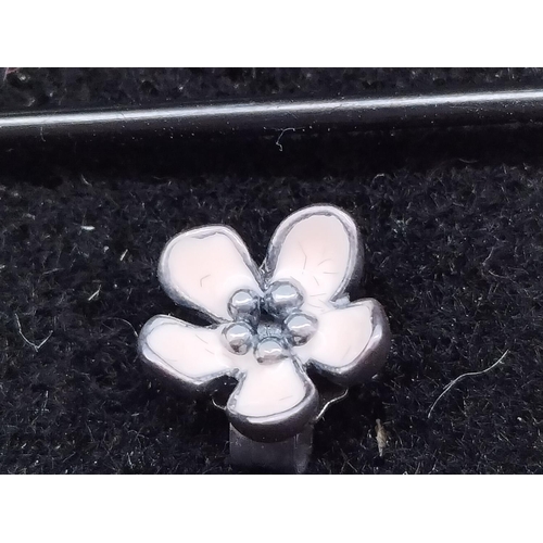 28 - Pandora Silver Flower Earrings.