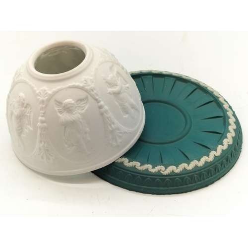 35 - Wedgwood Teal and White Jasper Lithophane. 12cm x 8cm.