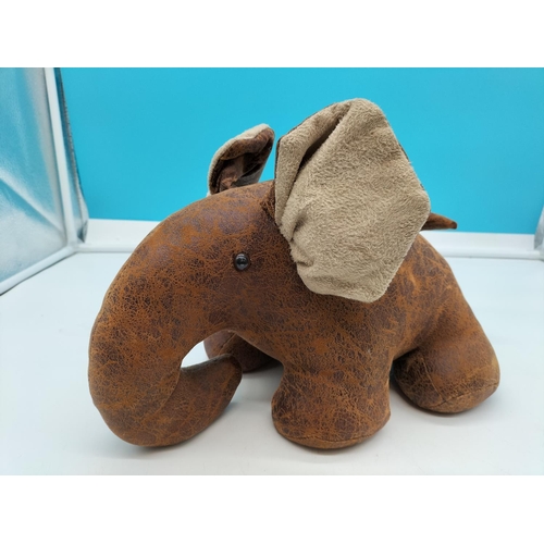 39 - Leather Elephant Door Stop. 33cm x 21cm.