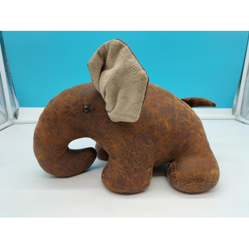 39 - Leather Elephant Door Stop. 33cm x 21cm.