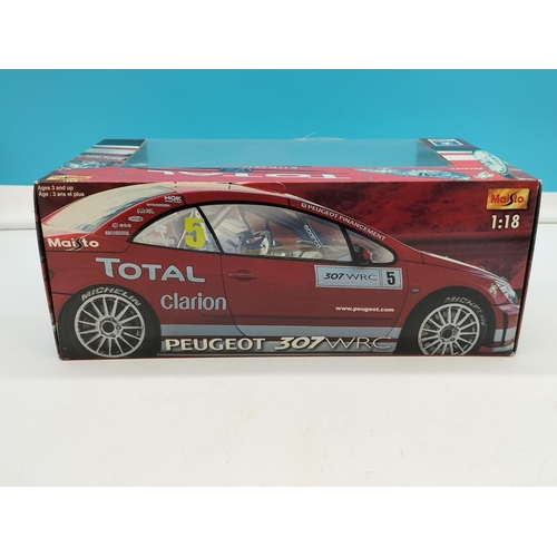 59 - Maisto 1:18 Scale Peugeot 307 WRC Die Cast Rally Model Car. Boxed.