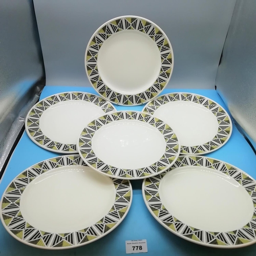 778 - Wedgwood 26cm Dinner Plates (6) in the 'Diamond' Pattern. Dated 1964.